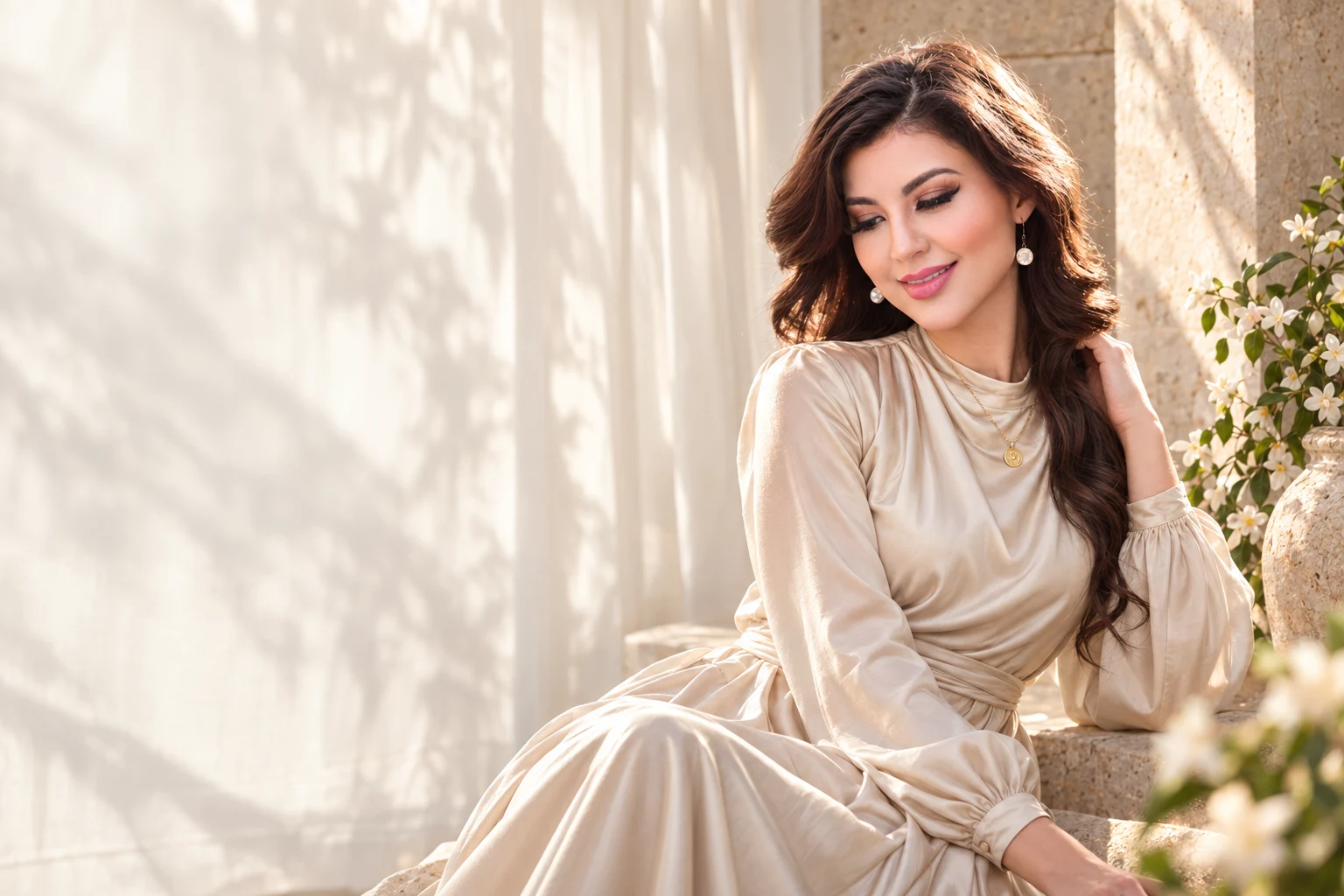 Jasmine in champagne silk
